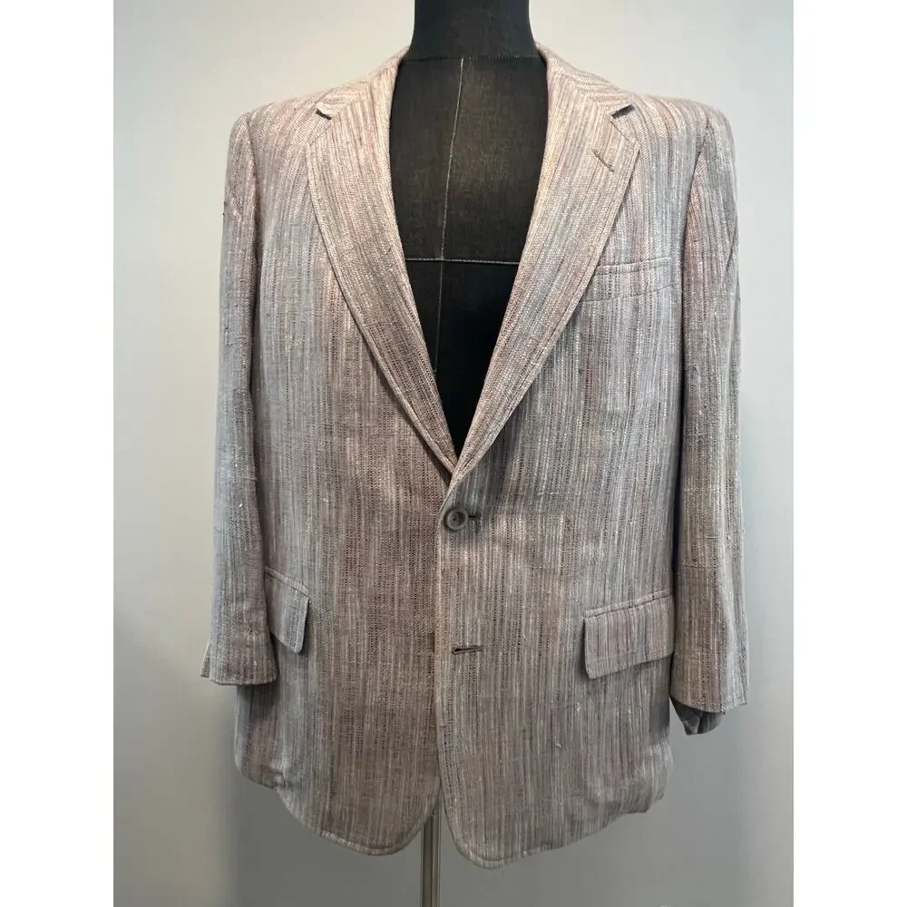 Hickey Freeman Vintage Textured Multicolored Silk 2 Button Blazer Size 44 JP